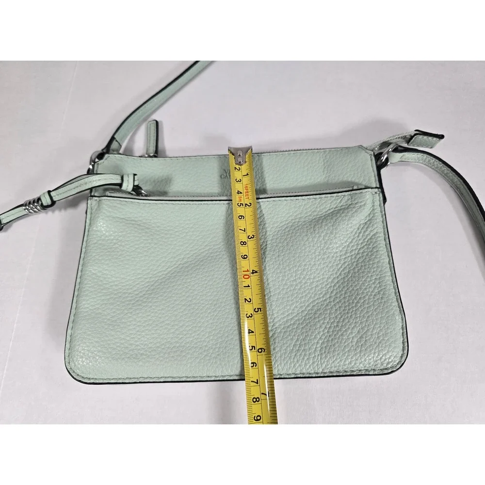 Vince Camuto Mint Green Pebbled Leather Triple Compartment Crossbody Bag